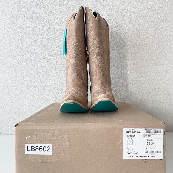 Lane Gallatin Womens Cowboy Boots 11 Latte Suede Cowgirl Western Mid Calf Tall - Picture 10 of 11